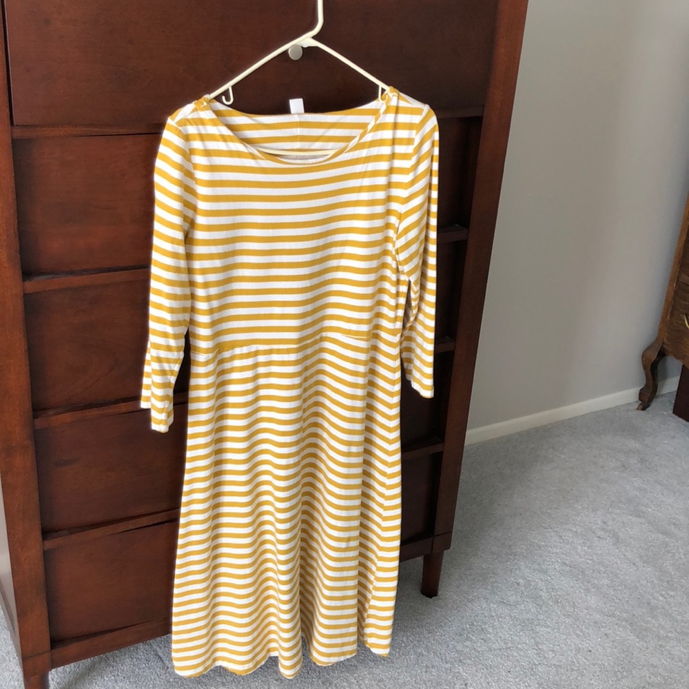 Gold and white striped dress